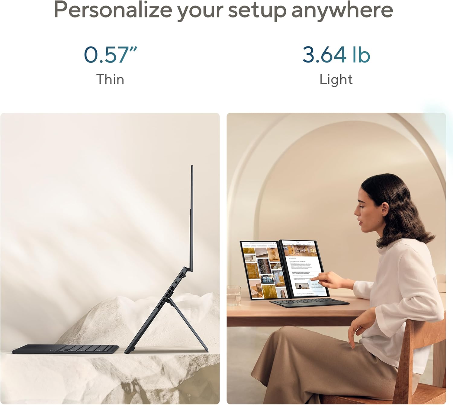 ASUS Zenbook Duo Laptop  Dual 14” OLED 3K 120Hz Touch Display  Evo  Intel Core Ultra 9 285H  Intel Arc Graphics  32GB RAM  1TB SSD  Windows 11  UX8406CA-PS99T