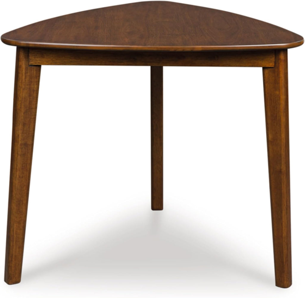 Signature Design By Ashley Lyncott Casual Triangle Dining Room Table, Mid-Century Modern, Seats 3, Rounded Corners, Wood, 35.25" W x 33.5" D x 30" H, Brown