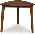 Signature Design By Ashley Lyncott Casual Triangle Dining Room Table, Mid-Century Modern, Seats 3, Rounded Corners, Wood, 35.25" W x 33.5" D x 30" H, Brown