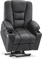 MCombo Power Lift Recliner Chair for Elderly, Lift Chair with Heat and Massage, USB Ports, Cup Holders, Faux Leather 7519 (Medium, Dark Grey)