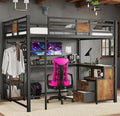 Bellemave Queen Loft Bed with Desk and Fabric Drawer, Metal Queen Loft Bed Frame with guardrail and Ladder for Adults, Kids, Teens, Black