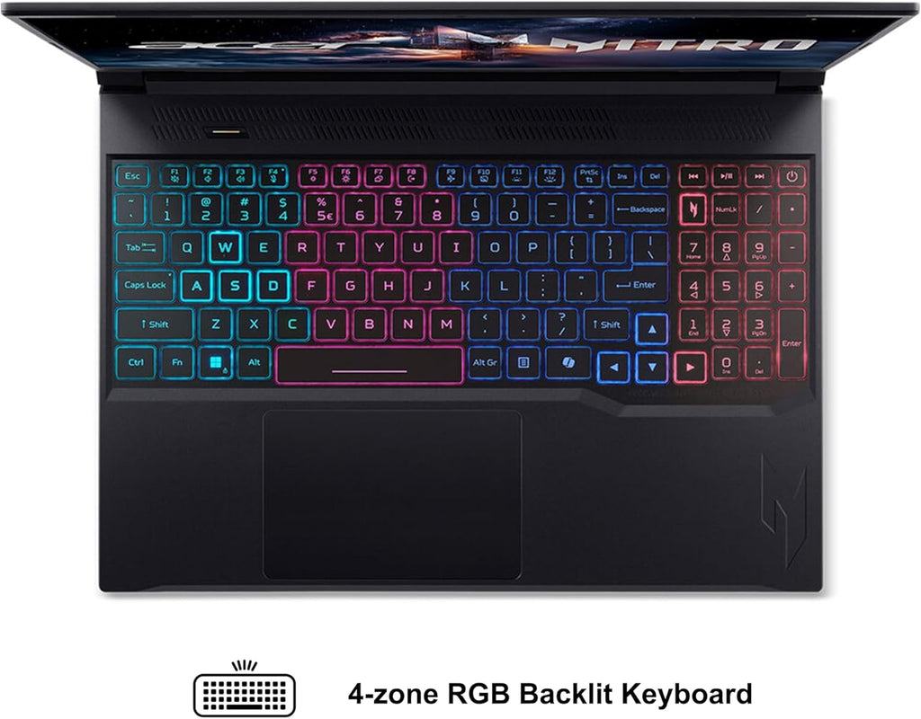 acer Nitro V 16S Gaming Laptop 16" WUXGA IPS 180Hz Intel 10-core Core 7 240H (Beats Ultra 7 268V) 32GB RAM 1TB SSD GeForce RTX 5060 DLSS4 GDDR7 (Up to 572 AI Tops) 4-Zone RGB Backlit Win11 ICP Hub