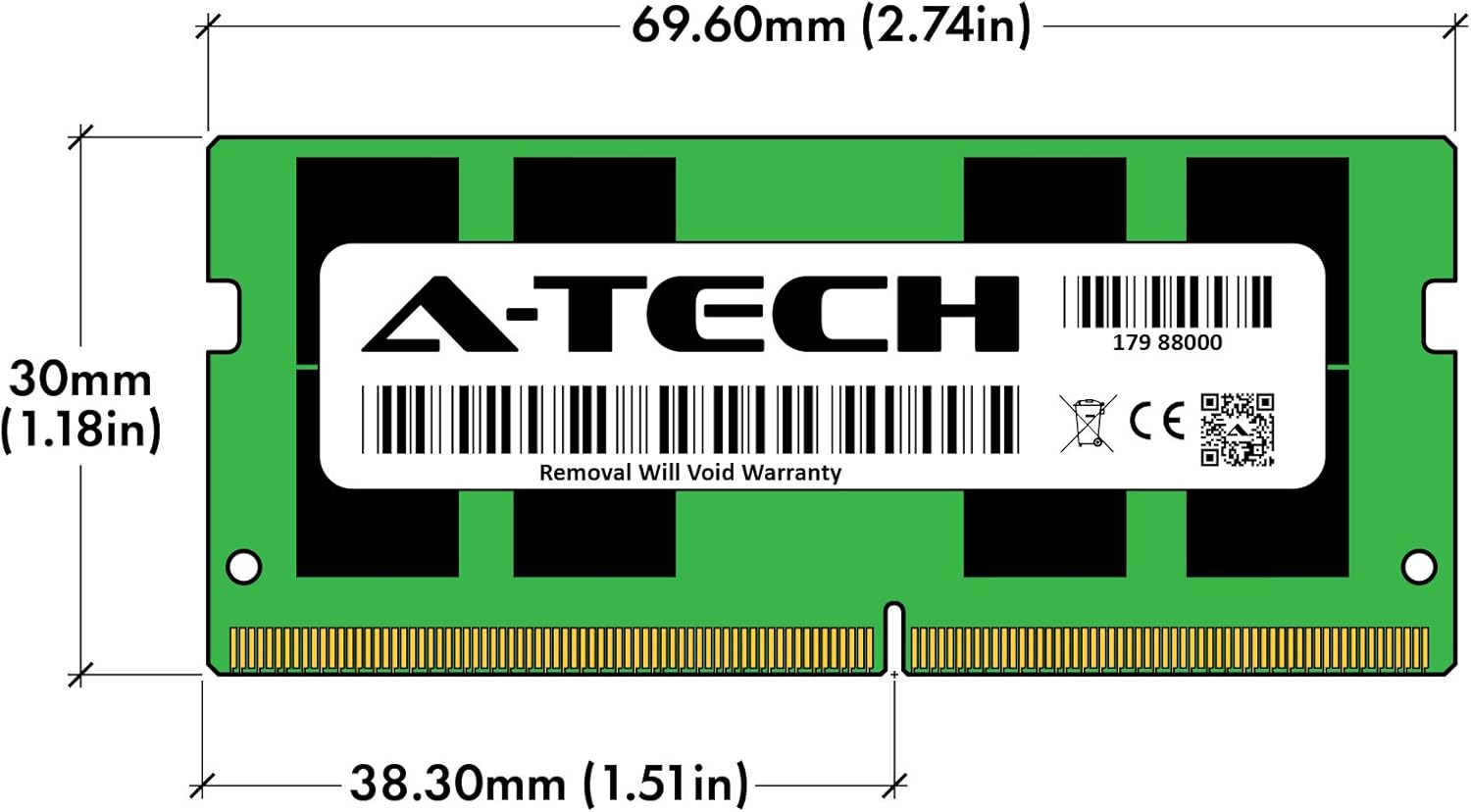A-Tech 16GB DDR4 3200 MHz SODIMM PC4-25600 (PC4-3200AA) CL22 Non-ECC Laptop RAM Memory Module