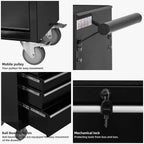 6-Drawer Rolling Tool Chest Cabinet, Large Capacity Metal Tool Box with Wheels and Keyed Locking, Roll Around Storage Organizer Tool Cart for Garage, Warehouse, Work Shop (Black)