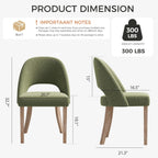 Wooden Dining Chairs Set of 6, Upholstered Modern Chenille Dining Room Chair Kitchen Chairs, Comfy Farmhouse Dinner Chair for Kitchen Dining Room, Green