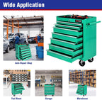 7 Drawers Rolling Tool Cart on Wheels, Multifunctional Organizer Tool Chest Tool Case, Trolley Tool Storage Tool Box for Workshop,Garage,Repair Shop (7 Drawers 24.2" W×12.9" D×29.9" H-Green)