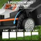 Litheli Electric Lawn Mower Cordless,Grass Cutter Machine for 1300 Sq.Ft. Lawnmower with Motor,13.2 in Cutting Width,8 Gallon Capacity,Cutting Height from 1 to 2.5 in with 4.0A Battery