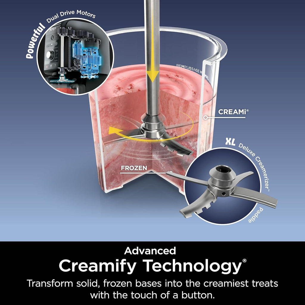 Ninja CREAMi Deluxe Ice Cream & Frozen Treat Maker, Includes (4) Family-Sized 24 oz. Tubs, for Ice Cream, Sorbet, Milkshakes, Frozen Yogurt, & More, 11-in-1, XL Capacity, Silver