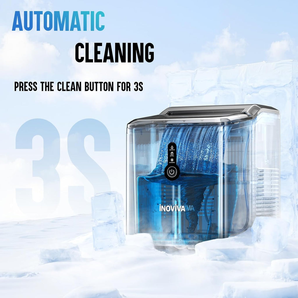 Nugget Ice Maker Countertop – 6 Mins Fast Ice Production, FLASHCHILL™, 26.5 LBS/Day, Self-Cleaning, Compact Portable Design, Ideal for Home, Office & Parties