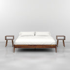 Bme Dinkee King Bed Frame Wood 15 Inch - Solid Wood Platform Bed Frame - Japanese Joinery Bed - Modern & Minimalist Style - Wood Slat Support - Easy Assembly - No Box Spring Needed - Chocolate