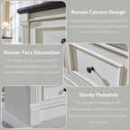 Farmhouse 7 Drawers Dresser for Bedroom, 57" Tall Dressers & Chests of Drawers w/Roman Column, Large Storage Dressers Organizer for Bedroom, Hallway, Living Room, White