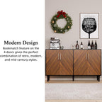 4 EVER WINNER 58" Buffet Cabinet with Storage, Coffee Bar Cabinet with 4 Large Doors, Storage Cabinet with Adjustable Shelves for Living Room, Kitchen, Black