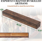 Fireplace Mantel, Handcrafted Mantel Shelf for Over Fireplace, Wood Mantel with Invisible Heavy Duty Bracket, Wood Floating Shelves for Wall-Mounted, 72 Inch, American Brown