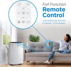 BLACK+DECKER Portable Air Conditioner, 9,000 BTU (5,300 BTU SACC) for Rooms up to 400 Sq. Ft., Portable AC with Follow Me Remote Control and Window Kit, BPACT08WT, White