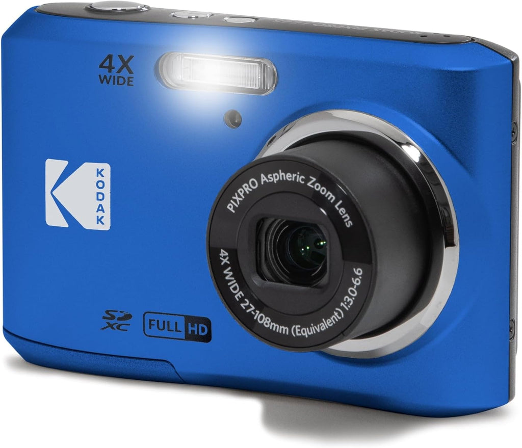 KODAK PIXPRO FZ45-BK 16MP Digital Camera 4X Optical Zoom 27mm Wide Angle 1080P Full HD Video 2.7" LCD Vlogging Camera  Blue