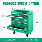 7 Drawers Rolling Tool Cart on Wheels, Multifunctional Organizer Tool Chest Tool Case, Trolley Tool Storage Tool Box for Workshop,Garage,Repair Shop (7 Drawers 24.2" W×12.9" D×29.9" H-Green)