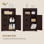 Yaheetech Wood Bathroom Floor Cabinet with 3 Drawers &1 Cupboard, Free Standing Storage Organizer Hallway Entryway Cabinet for Living Room Kitchen, Espresso