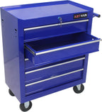 RYH 5 Drawers Rolling Tool Chest & Tool Box on Wheels | Heavy Duty Metal Cart with Ball Bearing Drawers | Fits US General Tool Box for Garage Storage (Blue, 5 Drawers（29.9" H × 24.2" W × 12.9" D)
