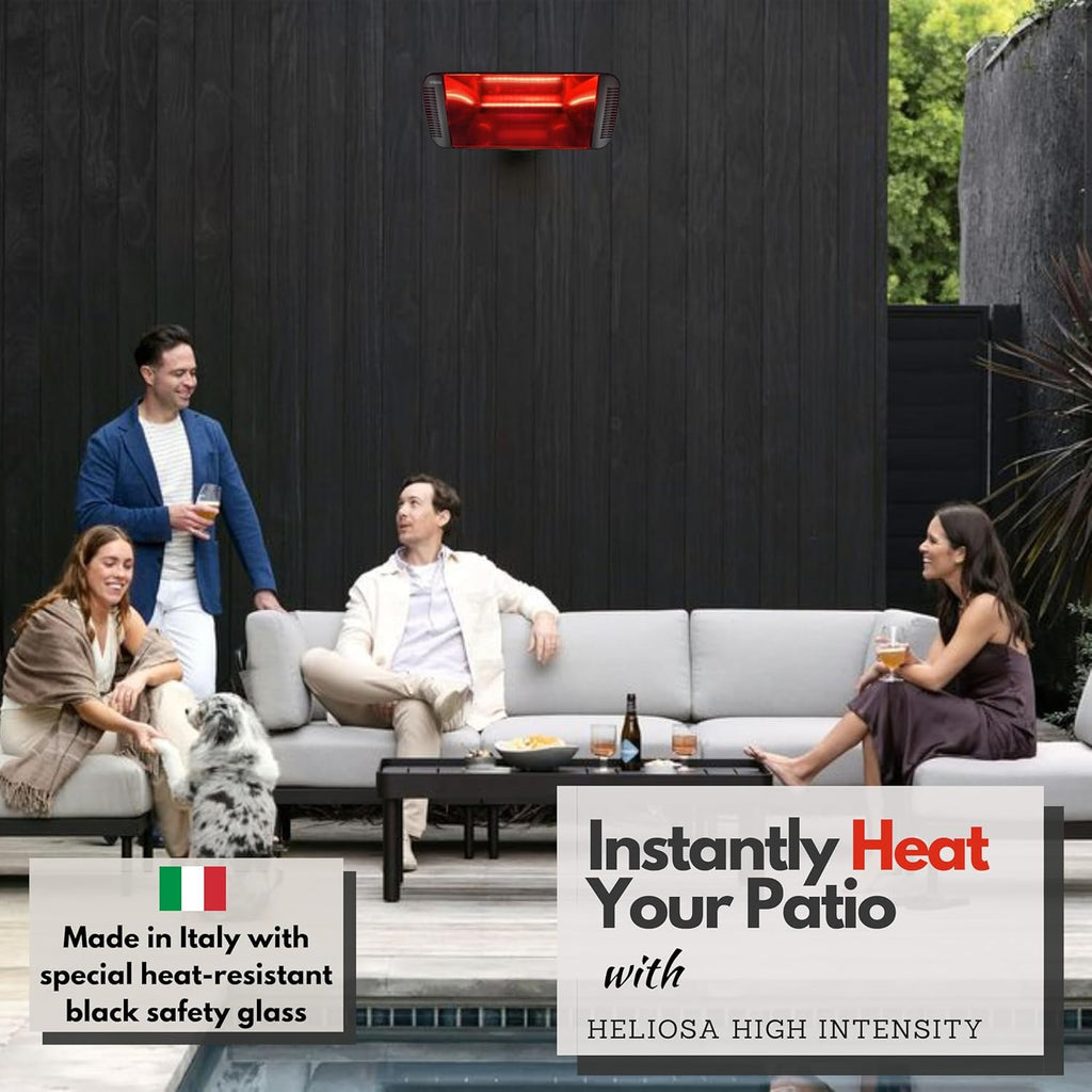 Professional Electric Infrared Outdoor Patio Heater  Wall Mounted  Comes with 6' 120V Plug-in Cord  Water Resistant for Residential and Commercial Use