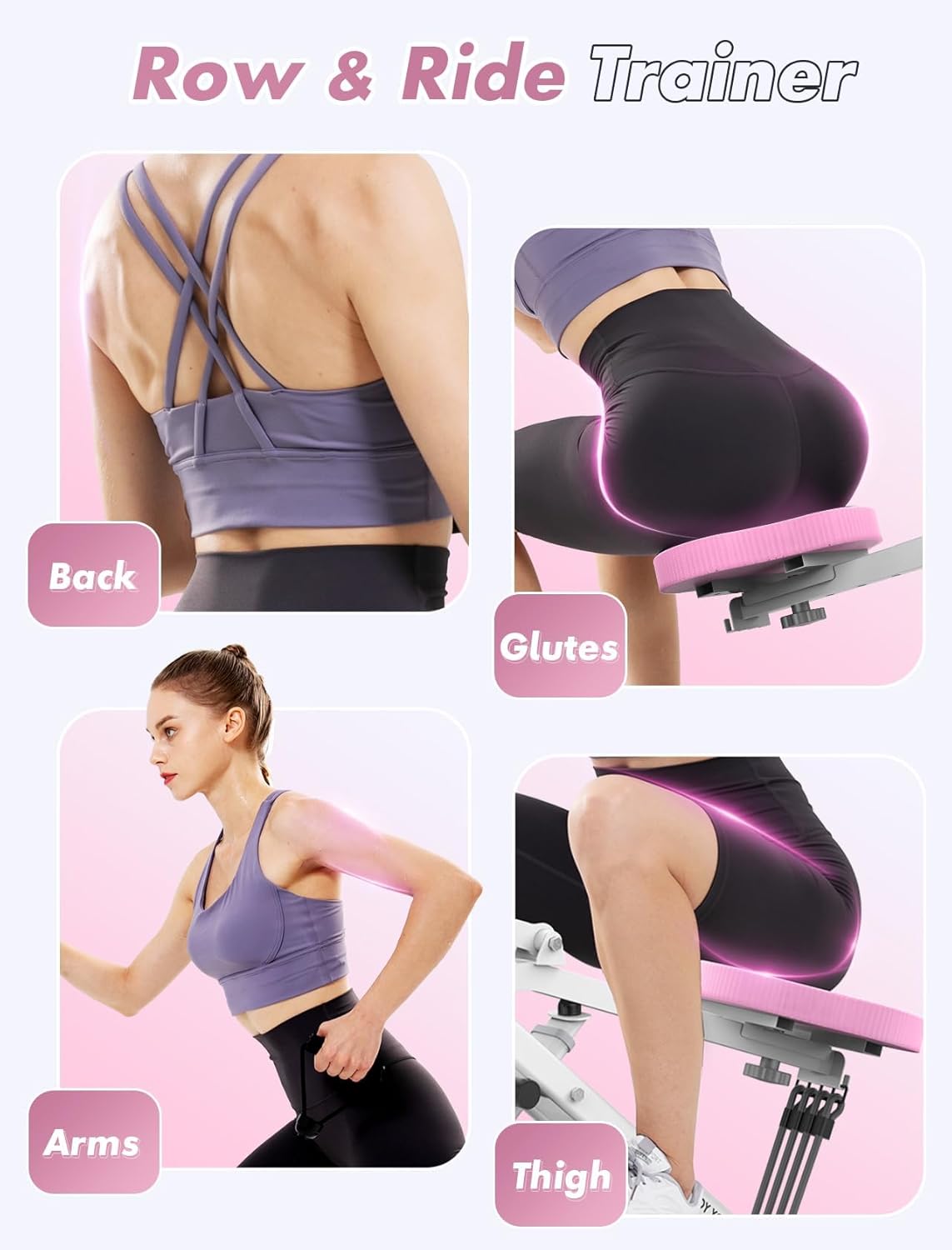 Sportsroyals Squat Machine, Squat Assist Rower for Glutes and Thighs, Foldable Exercise Equipment w/ Four Adjustable Resistance for Home, Full Body Workout Machine