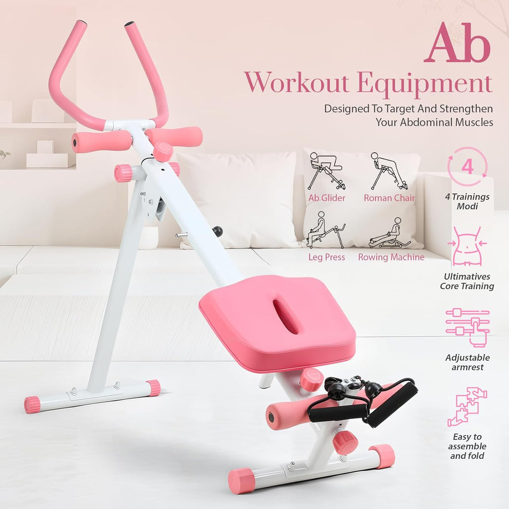 Ab Machine, Adjustable Ab Workout Equipment at Home Gym, Foldable Ab Trainer Machine for Core Strength Training with LCD Display