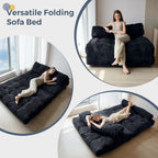 MAXYOYO Folding Sofa Bed, Convertible Sleeper Chair with Pillow Foldable Mattress with Back Support, Portable Fold Out Chair Bed Comfy Floor Sofa Lounge for Living Room Bedroom, Black Double