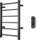 Heated Towel Racks for Bathroom, Wall Mounted Electric Towel Warmer Racks with Timer & Temperature Control, 6 Bar Stainless Steel Towel Heater for Bathroom, Matte Black, Plug-in
