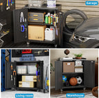 Metal Storage Cabinet on Wheels,Lockable Garage Storage Cabinet with Wheels Pegboard Pushing Hand for Office Home Warehouse, Assembly Required, Black,13.8 "D x 26" W x 31.5" H