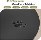 31.5" Round Dining Table for 2-4, Modern Kitchen Table with 2-Tier Storage Shelf, Small Wooden Circle Dining Tables with Fluted Base for Home Dining Room Living Room (Black)