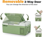 Setpower FC15 Portable 12v Refrigerator, -4℉-68℉ Fast Cooling Car Refrigerator, 15L/15.8Qt Car Fridge Portable Freezer with 12/24V DC & 110/240V AC, Electric Cooler (Green, 15L With AC Adapter)