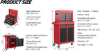 5-Drawer Rolling Tool Chest & Cabinet With Detachable Top Box - Heavy-Duty Metal Tool Cart With 4 Hooks, Lockable Drawers & 4 Wheels For Garage, Workshop, And Automotive Organization, (Red)
