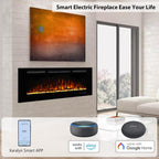 Electric Fireplace 50inches, Wall-Mounted & Recessed Fireplace Inserts, Multicolor Flame w/5 Dimmer, Remote Control Thermostat, Timer, Overheating Protection, Hardwire Connect, 1500W,Black