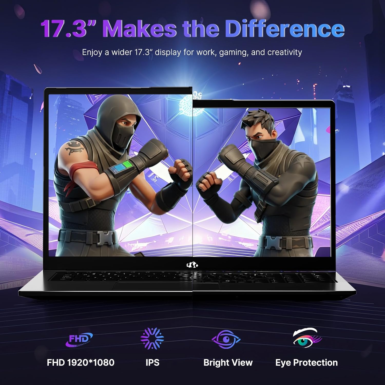 NIMO 17.3 Gaming-Laptop Ryzen 9 8945HS (Beat i9-13900H  Up to 5.2GHz) 16GB RAM  512GB SSD  Radeon 780M  PD 100W Type-C AI-Enhanced for Copilot VR Ready  Backlit Keyboard  Fingerprint