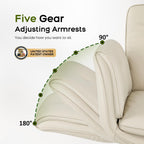amseatec Criss Cross Chair with Armrests & Wheels, PU Leather Vanity Chair, Comfortable Adjustable Swivel Computer Office Desk Chairs for Home, Make Up, Bed Room (Cream)