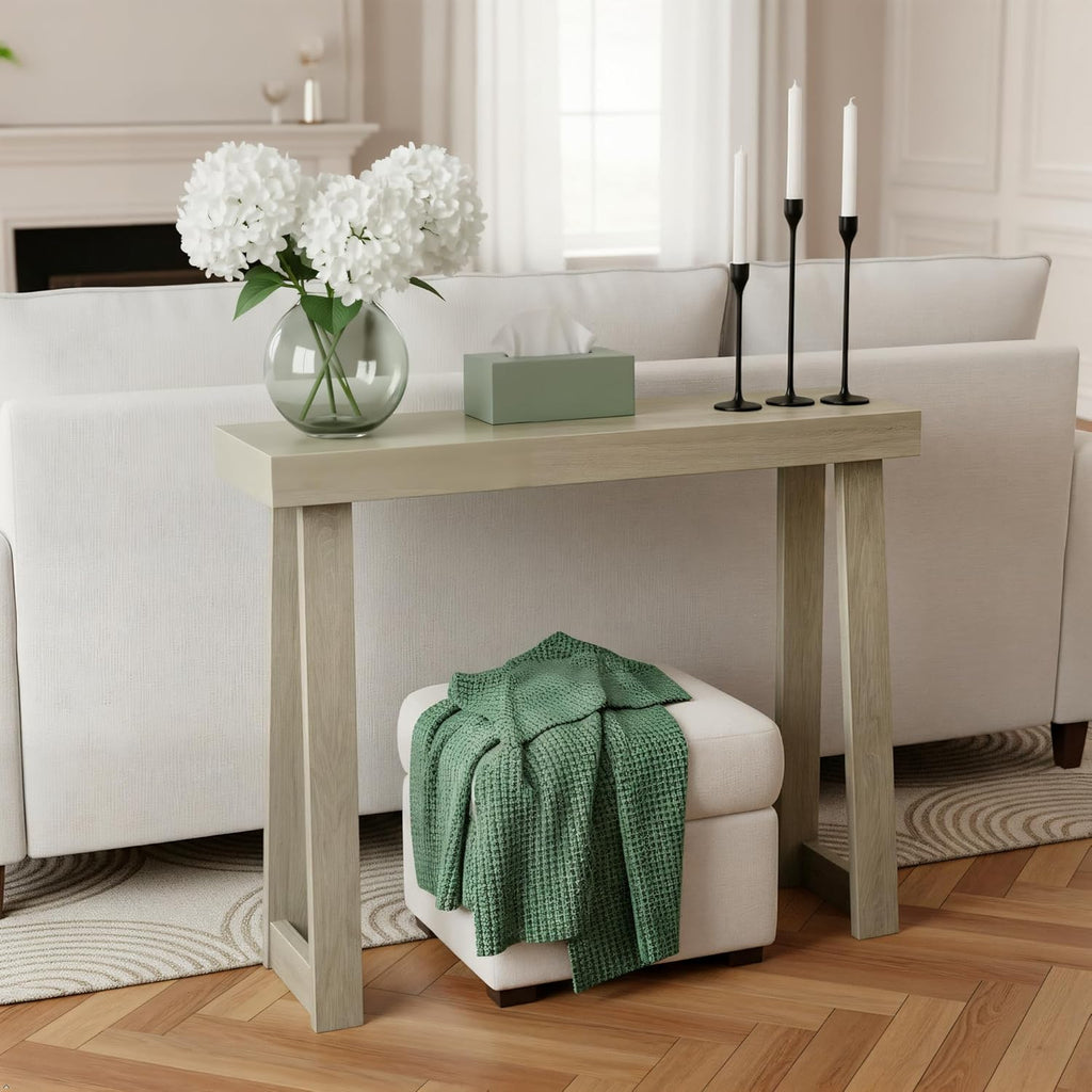 Plank+Beam Classic 36 Inch Console Table, Solid Pine Wood Entryway Table, Narrow Sofa Table for Hallway or Living Room, Seashell