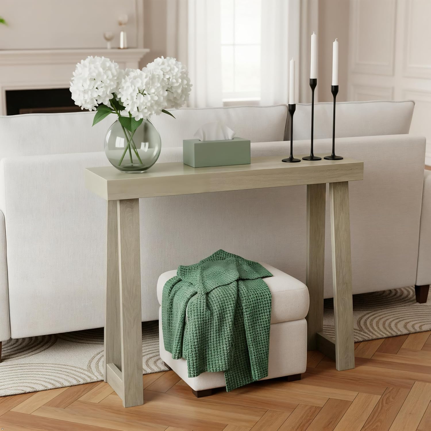 Plank+Beam Classic 36 Inch Console Table, Solid Pine Wood Entryway Table, Narrow Sofa Table for Hallway or Living Room, Seashell