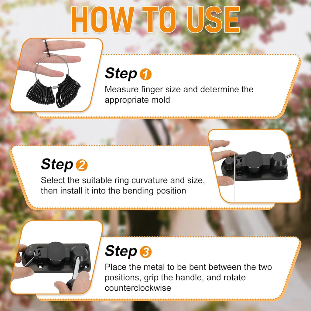18 Pcs Ring Bender, Complete Ring Bender Tool Rings Bending, Spoon Rings Maker Machine with Nylon Mold, Multi-Functional Ring Earring Bending Tool, Sizer Measuring Tools Suitable for Gift-Giving