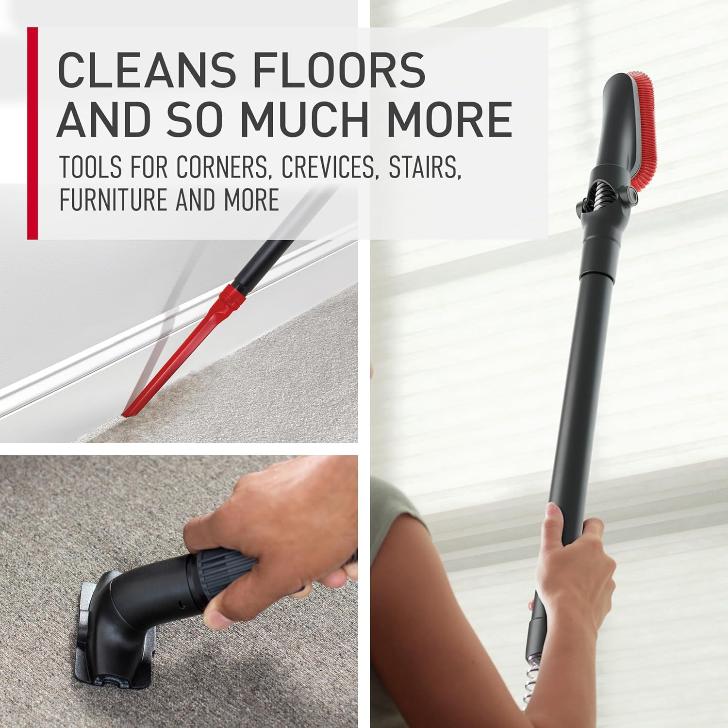 Hoover WindTunnel Cord Rewind Pro Bagless Vacuum Cleaner, Corded Upright Vacuum Cleaner for Carpet and Hard Floor, Multi-Cyclonic Filtration, 25ft Auto-Rewind Cord, 5-Height Adjustment