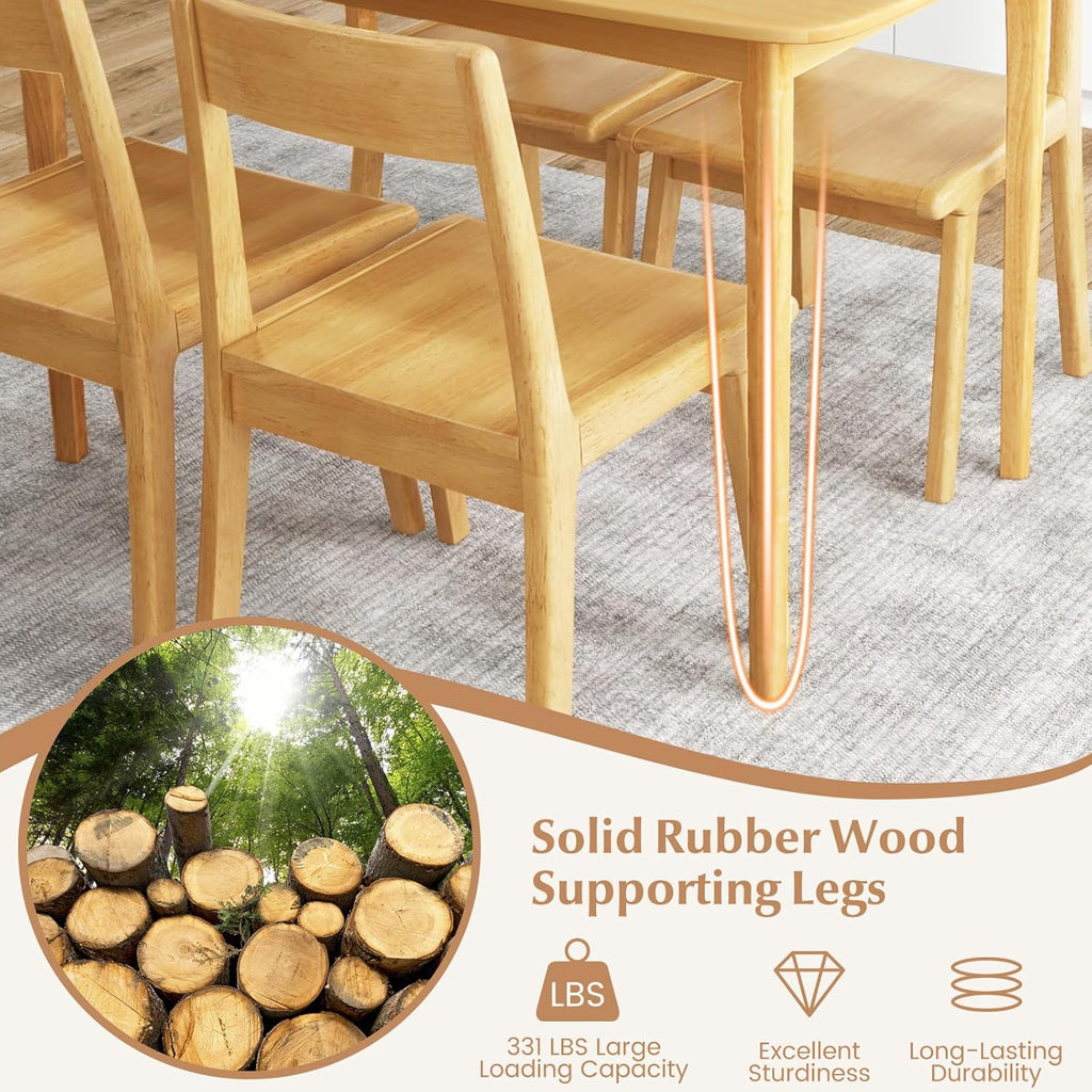 Giantex Dining Table for 4, 48" Rectangular Kitchen Table with Solid Rubber Wood Legs & Spacious Tabletop, Wooden Dinner Table for Living Dining Room, Dinette (Natural)
