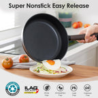 SENSARTE 14Pcs Pots and Pans Set Nonstick Cookware Set Kitchen Cooking Frying Pans with Stay-cool Handle, Dishwasher Safe, Induction Compatible, PFOA/PFOS Free, Black