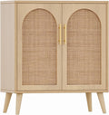 Rovaurx Rattan Storage Cabinet with Doors, Modern Accent Bathroom Floor Cabinet, Sideboard Buffet for Living Room, Entryway, Dining Room and Kitchen, Natural BMGZ108M