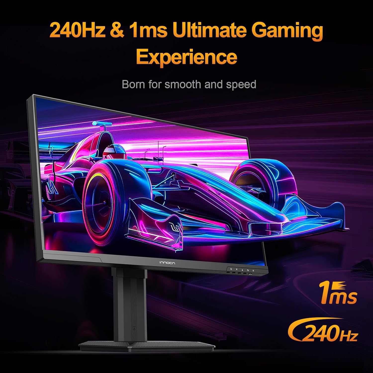 INNOCN 24.5" 2K QHD 2560 x 1440P 240Hz Monitor  Gaming Console Ready  Mini-LED Precisely Local Dimming  Monitor for Mac  HDMI 2.1  DP 1.4  Height Pivot Adjustable Stand  Black - 25M2S