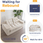 MAXYOYO Bean Bag Chair for Adults, Upholstered Floor Sofa with Armrests, Loveseat Boneless Couch with Tufted Cushion & Backrest, Sofa in A Box, Large Bean Bag Couch for Bedroom Living Room, Beige