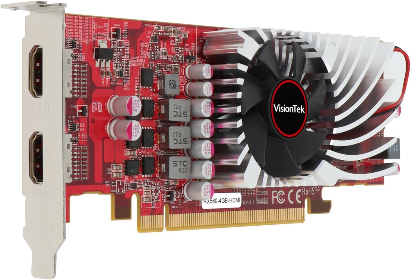 VisionTek AMD Radeon RX 560 4GB GDDR5 Low Profile Small Form Factor Video Graphics Card for PC ITX SFF HTPC 128-Bit DirectX 12, 50W Bus Power, PCI Express 3.0 x8, Dual HDMI