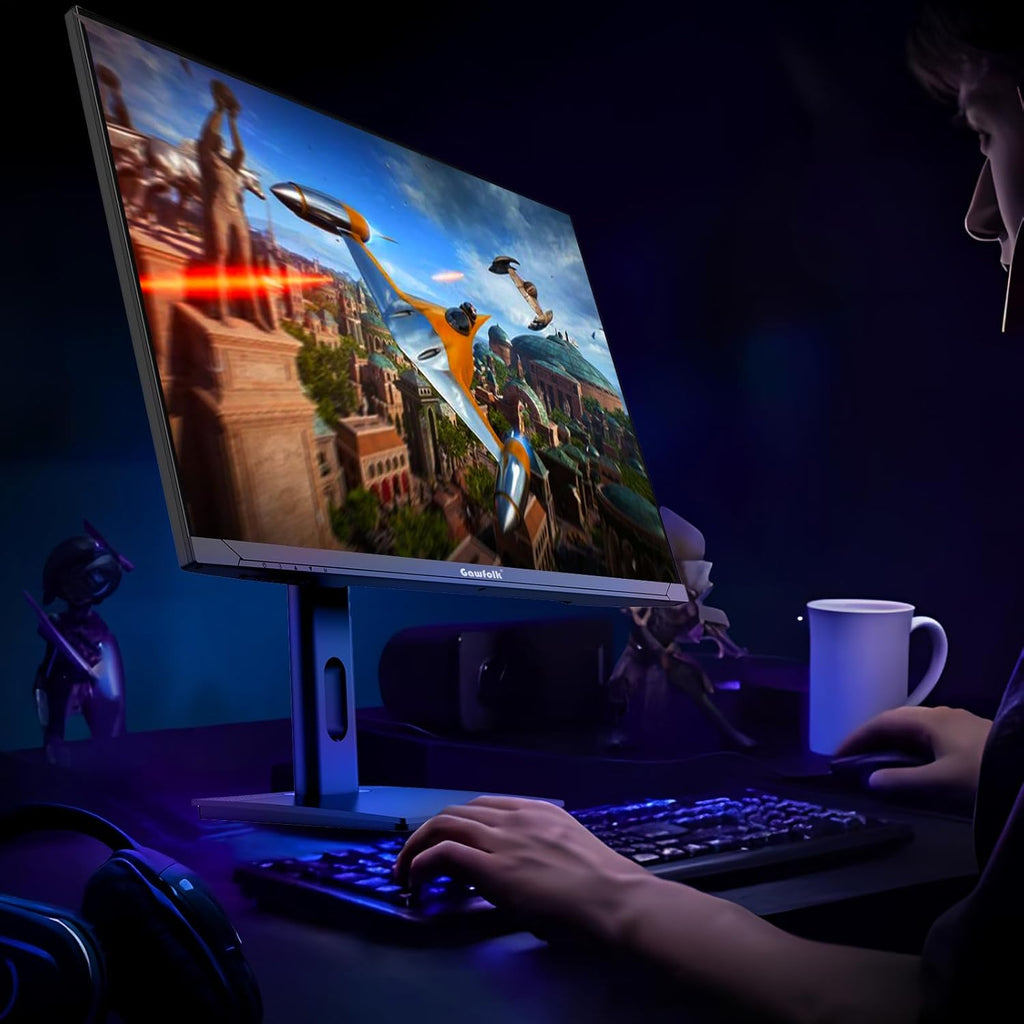 Gawfolk 27 Inch 4K Gaming Monitor IPS  UHD 3840 x 2160p 144Hz PC Computer Monitors IPS Screen for Home & Office  HDMI  DisplayPort  Wall Mount Compatible