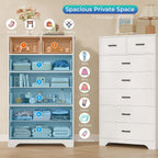 DICTAC White Dresser for Bedroom with 7 Drawers, 55.7" Tall Dressers Chest of Drawers, Modern Large Wood Storage Dresser Organizer with Metal Handle, Vertical Dressers for Bedroom Living Room Nursery