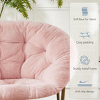 DUMOS Comfy Saucer Chair,Faux Fur Lounge Seasting XL Circle Chair for Bedroom, Dorm & Gaming, Foldable Fashion Accent Seat for Small Spaces, Folding Moon/Mushroom/Round Oversized Style,Hot Pink