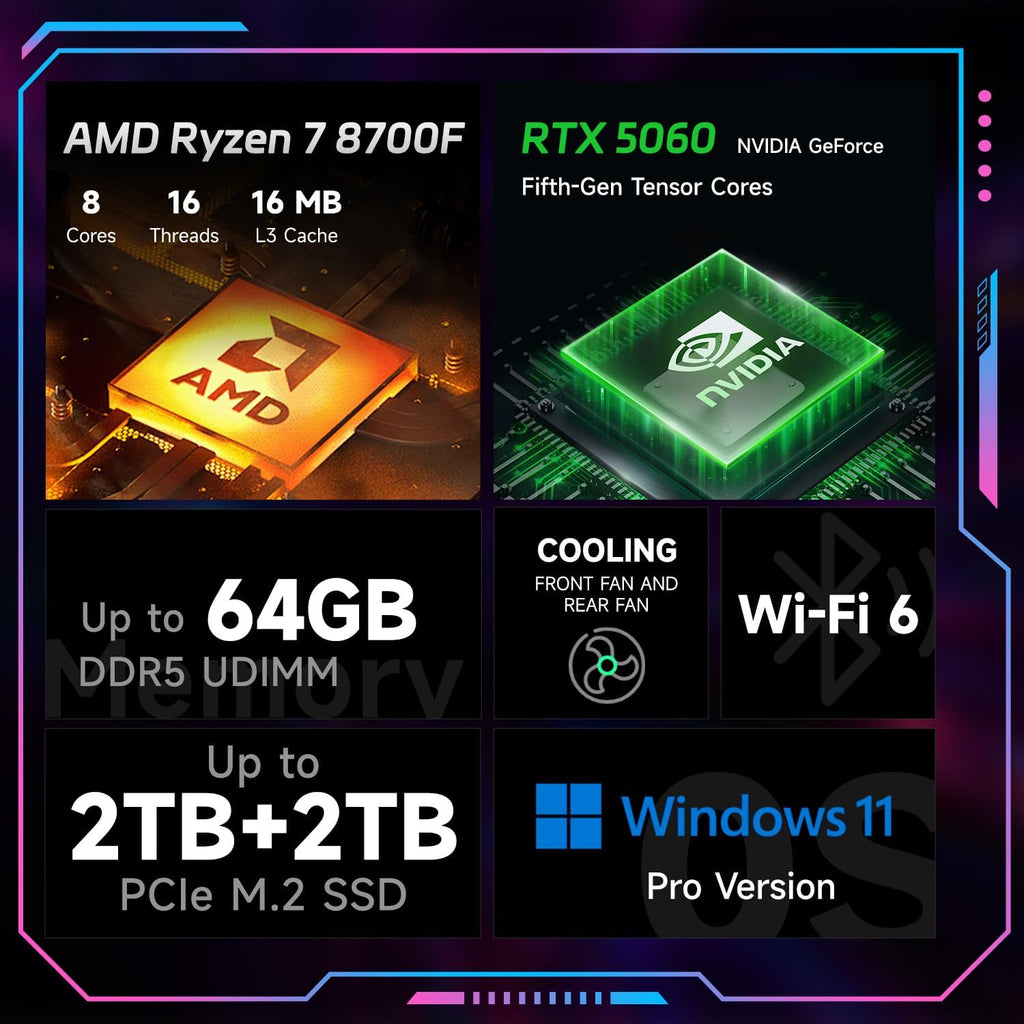 HP OMEN 16L Gaming Desktop  AMD Ryzen 7 8700F (Beats Intel i7-14700F)  NVIDIA RTX 5060  32GB DDR5 RAM  1TB SSD  W11P  Music Production Workstation  Bundle with Thunderobot KG3089R Gaming KB
