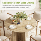 LITTLE TREE Round Dining Table for 4-6 People, Modern Wooden Kitchen Table with Pedestal Base, Small Dinner Table for Dining Room, Kitchen, Living Room