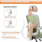 Sweetcrispy Office Computer Desk Chair, Ergonomic High-Back Mesh Rolling Work Swivel Chairs with Wheels, Comfortable Lumbar Support, Comfy Arms for Home, Bedroom, Study, Student, Green